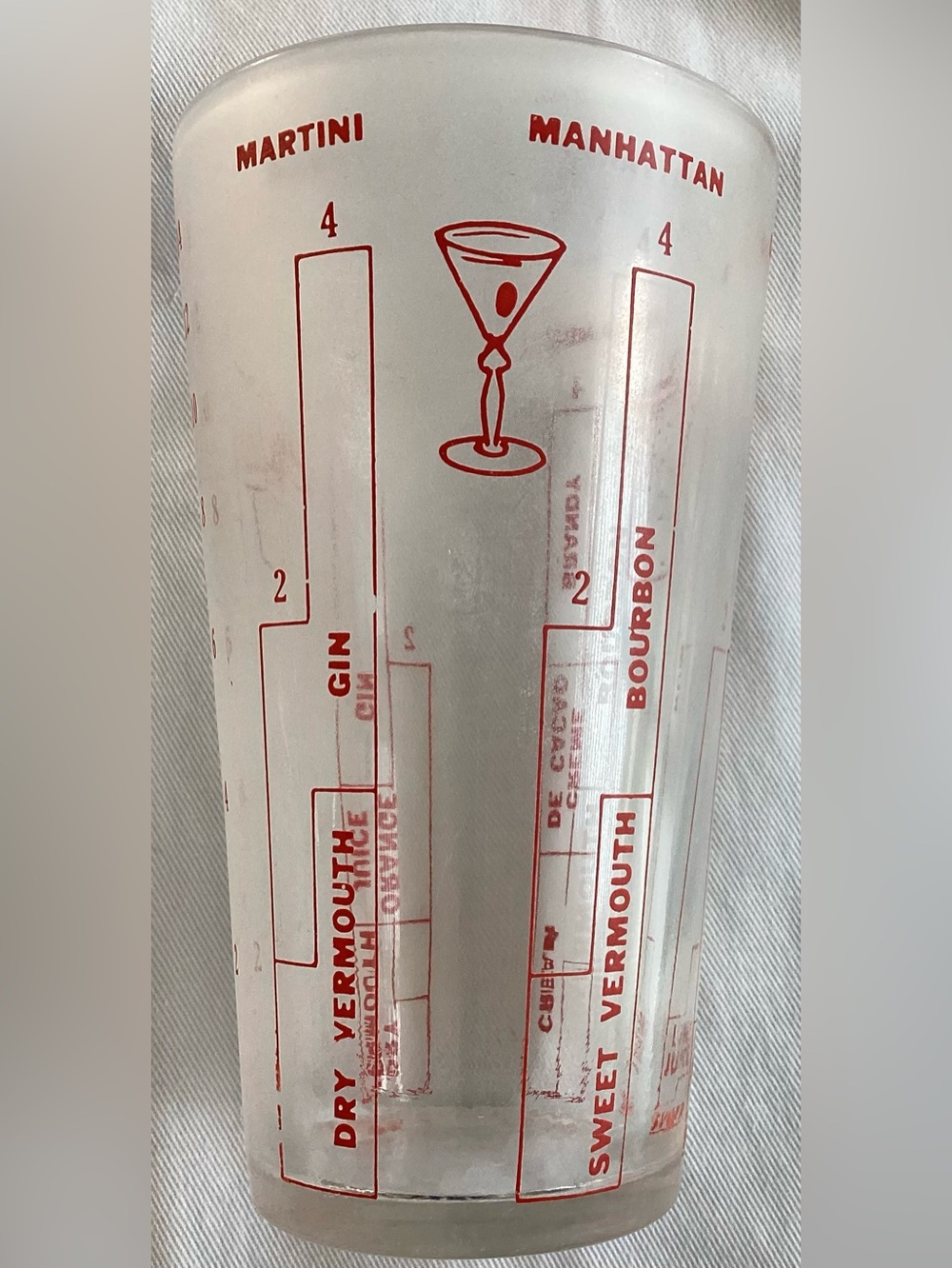 Vintage Mid-Century Barware Cocktail Drink Mixer Recipe Glass